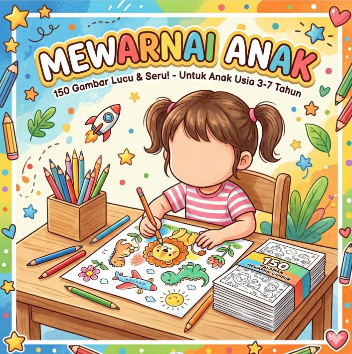 PRINTABLE MEWARNAI ANAK SIAP PRINT 150 LEMBAR