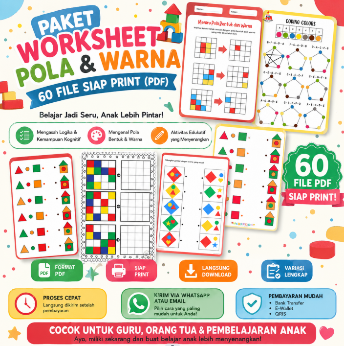 WORKSHEET CODING ANAK 60 LEMBAR PDF SIAP PRINT